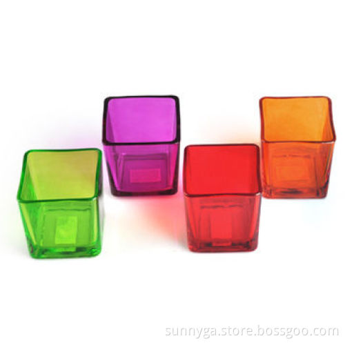 Sprayed Square Candle Holders Assorted, 5.2cm Diameter, 4.7cm Height